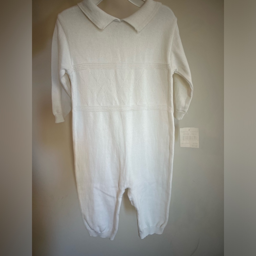 White Knit One-Piece Baptism Outfit